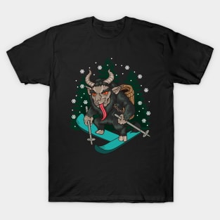 Krampus Skiing Christmas T-Shirt